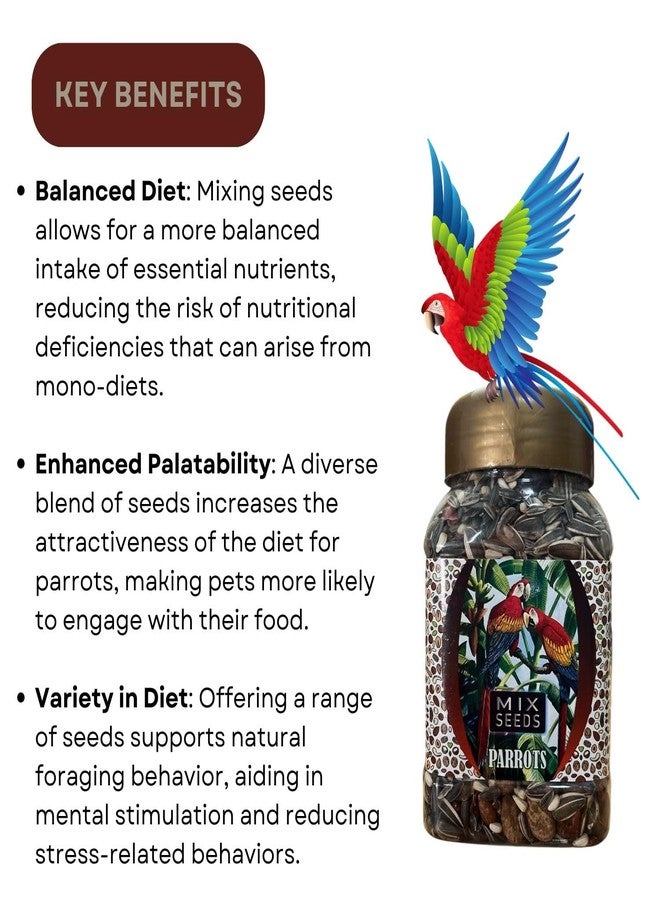 TUNAI SF+ Mix Seeds for Birds | Natural, Hand-Picked and Protein Packed Seeds (500 GMS, Parrots),All Life Stages - Image 3